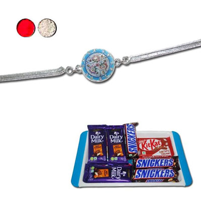 "Rakhi - SIL-6190 A (Single Rakhi) ,Choco Thali - code RC08 - Click here to View more details about this Product